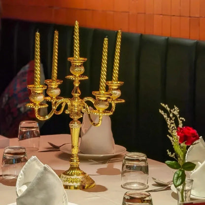 Vintage Gold Metal Taper Candle Holder Centerpiece