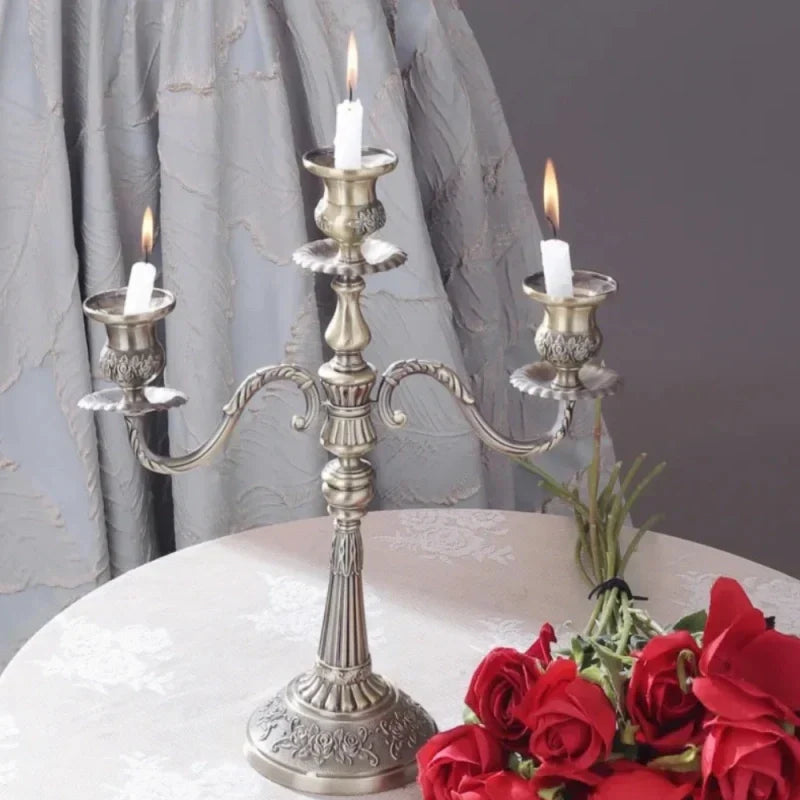 Vintage Gold Metal Taper Candle Holder Centerpiece