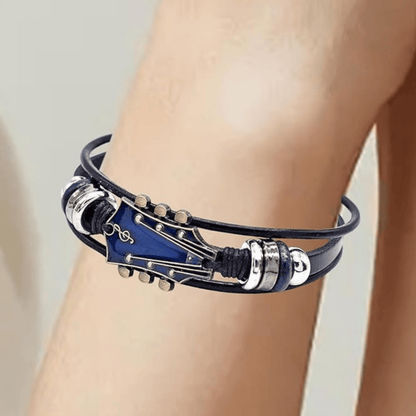 Vintage Guitar Leather Bracelet Adjustable Wristband