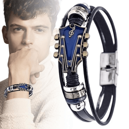 Vintage Guitar Leather Bracelet Adjustable Wristband