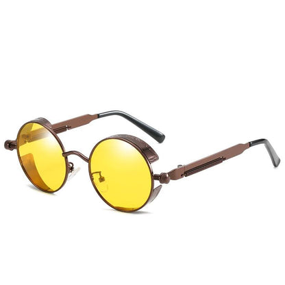 Vintage Round Steampunk Sunglasses Polarized UV400 Alloy Frame