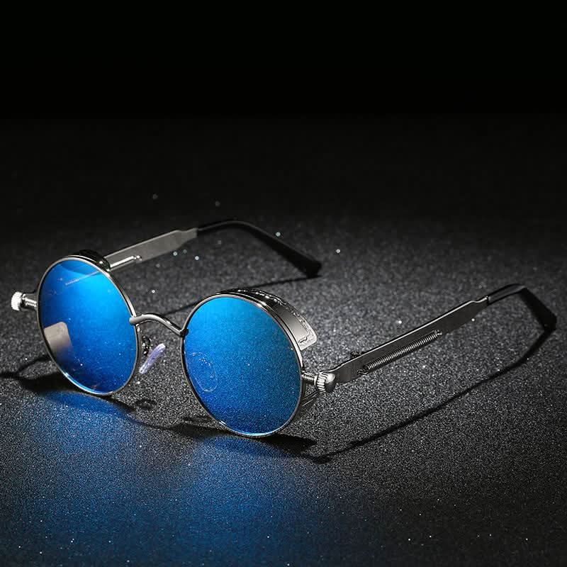 Vintage Round Steampunk Sunglasses Polarized UV400 Alloy Frame