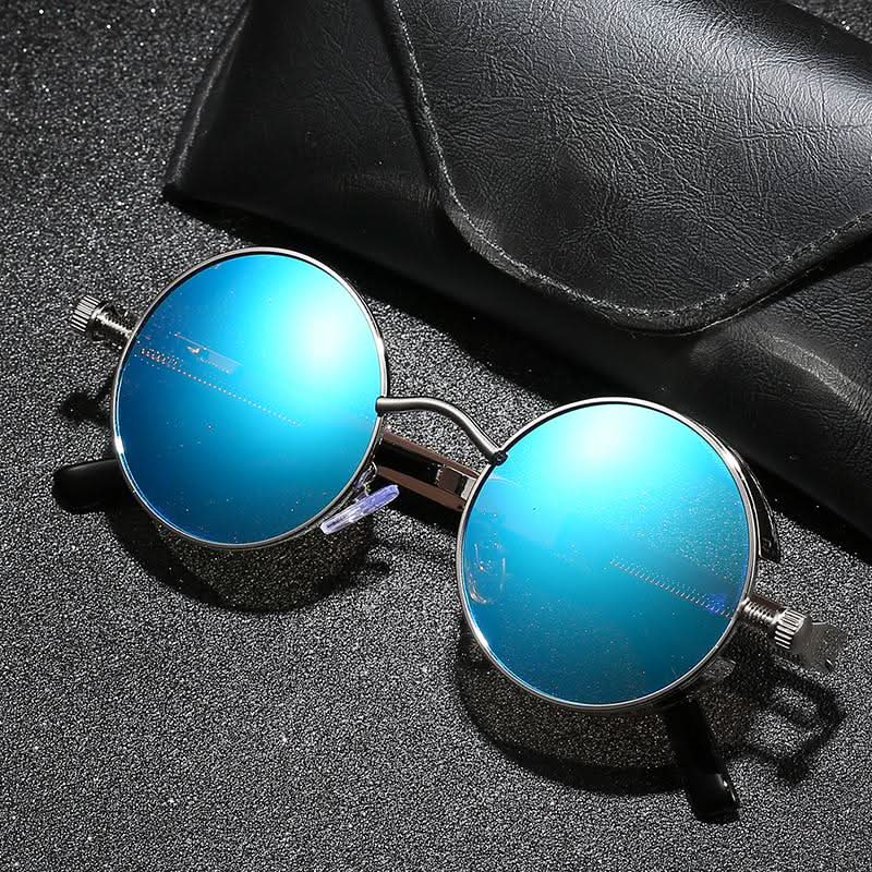Vintage Round Steampunk Sunglasses Polarized UV400 Alloy Frame