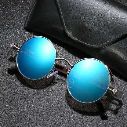 Vintage Round Steampunk Sunglasses Polarized UV400 Alloy Frame