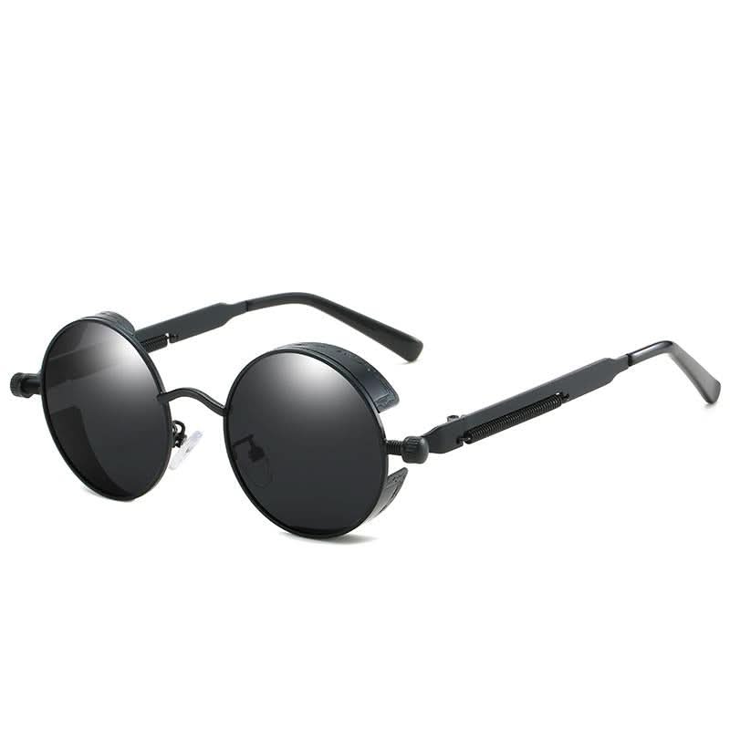 Vintage Round Steampunk Sunglasses Polarized UV400 Alloy Frame