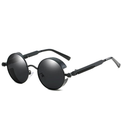 Vintage Round Steampunk Sunglasses Polarized UV400 Alloy Frame