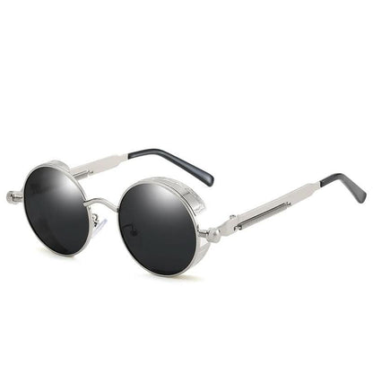 Vintage Round Steampunk Sunglasses Polarized UV400 Alloy Frame