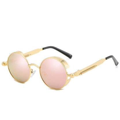 Vintage Round Steampunk Sunglasses Polarized UV400 Alloy Frame