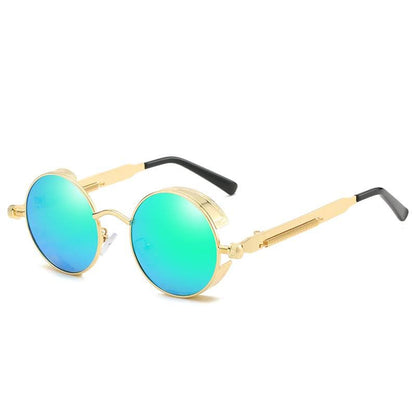 Vintage Round Steampunk Sunglasses Polarized UV400 Alloy Frame