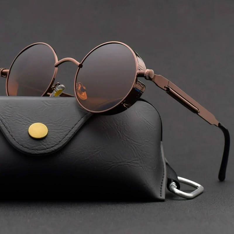 Vintage Round Steampunk Sunglasses Polarized UV400 Alloy Frame