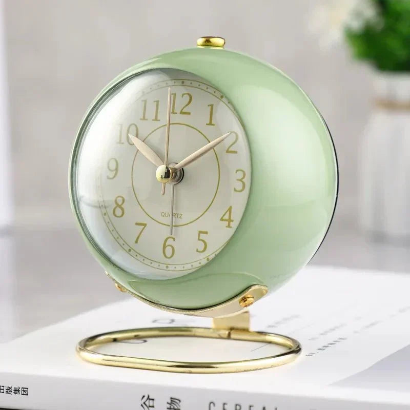 Vintage Silent Alarm Clock with Night Light for Bedroom