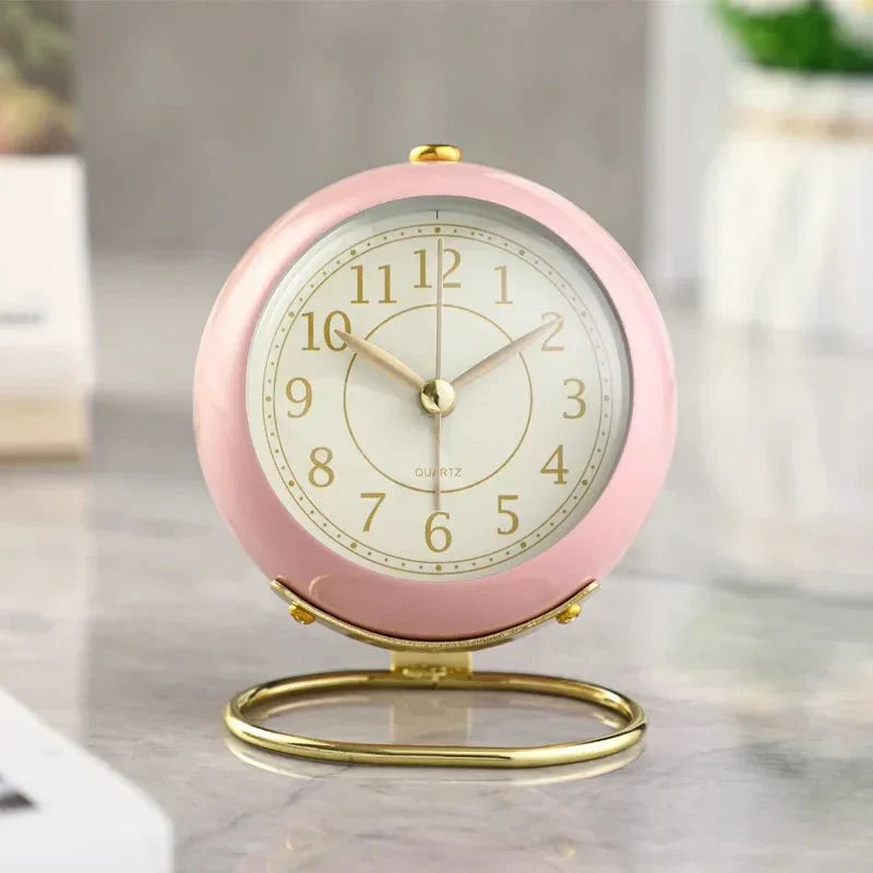 Vintage Silent Alarm Clock with Night Light for Bedroom