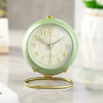 Vintage Silent Alarm Clock with Night Light for Bedroom