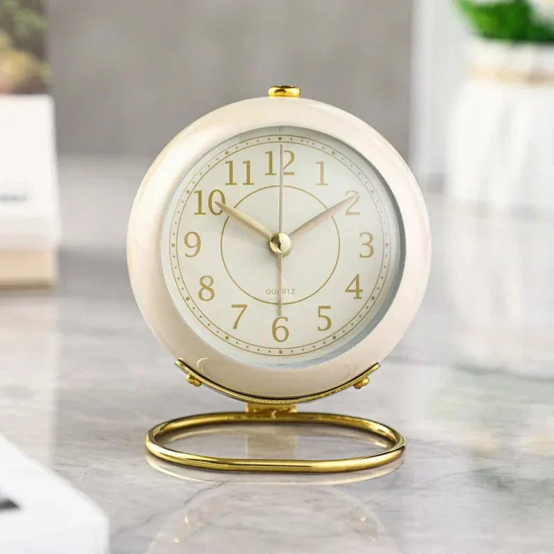 Vintage Silent Alarm Clock with Night Light for Bedroom
