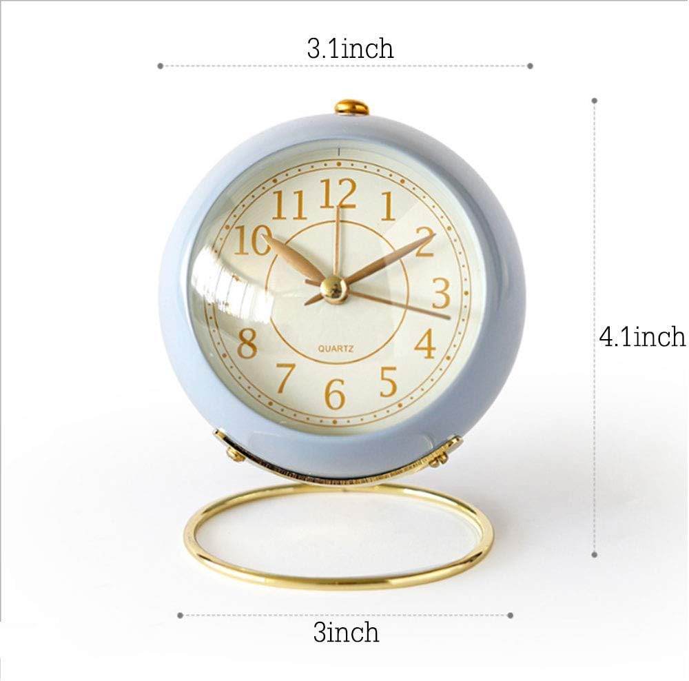 Vintage Silent Alarm Clock with Night Light for Bedroom