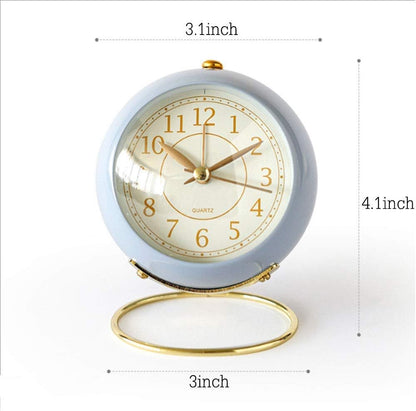 Vintage Silent Alarm Clock with Night Light for Bedroom