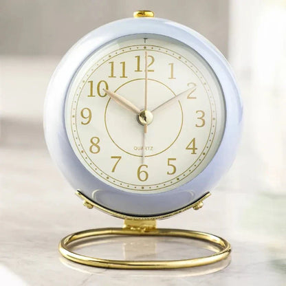 Vintage Silent Alarm Clock with Night Light for Bedroom