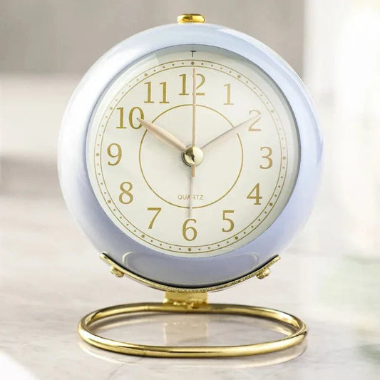 Vintage Silent Alarm Clock with Night Light for Bedroom