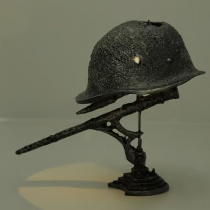 Vintage Steel Helmet LED Table Lamp USB Powered