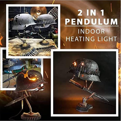 Vintage Steel Helmet LED Table Lamp USB Powered