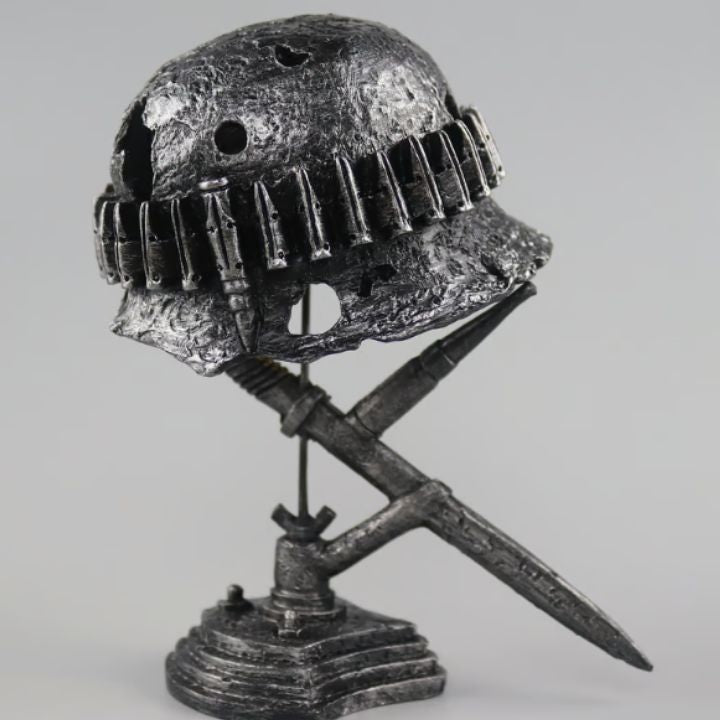 Vintage Steel Helmet LED Table Lamp USB Powered