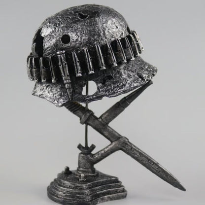 Vintage Steel Helmet LED Table Lamp USB Powered