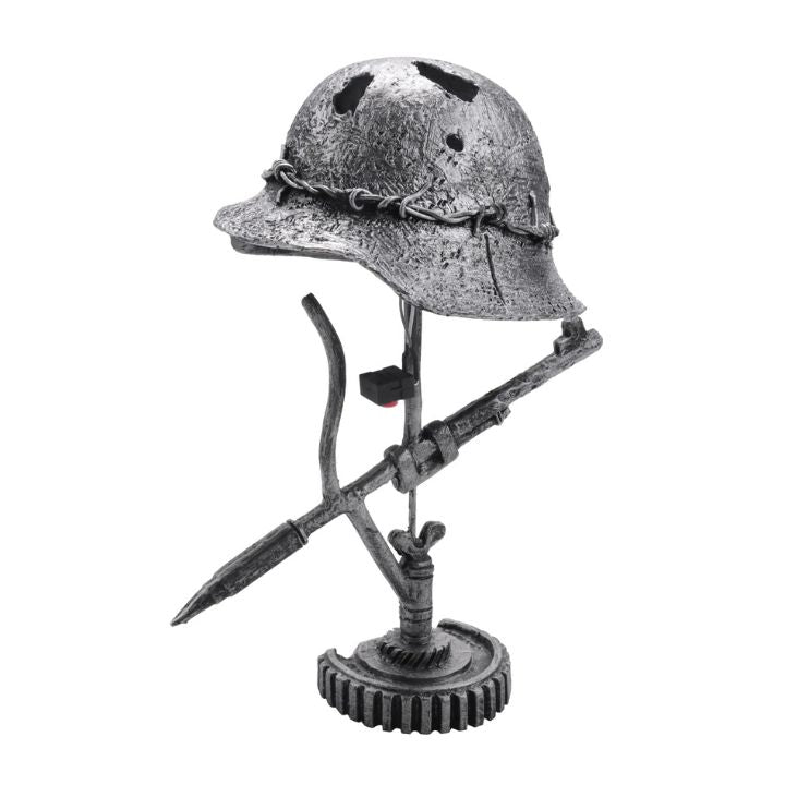 Vintage Steel Helmet LED Table Lamp USB Powered
