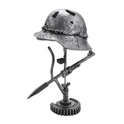 Vintage Steel Helmet LED Table Lamp USB Powered