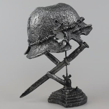Vintage Steel Helmet LED Table Lamp USB Powered