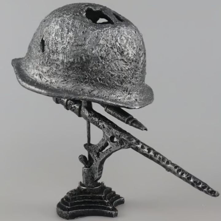 Vintage Steel Helmet LED Table Lamp USB Powered
