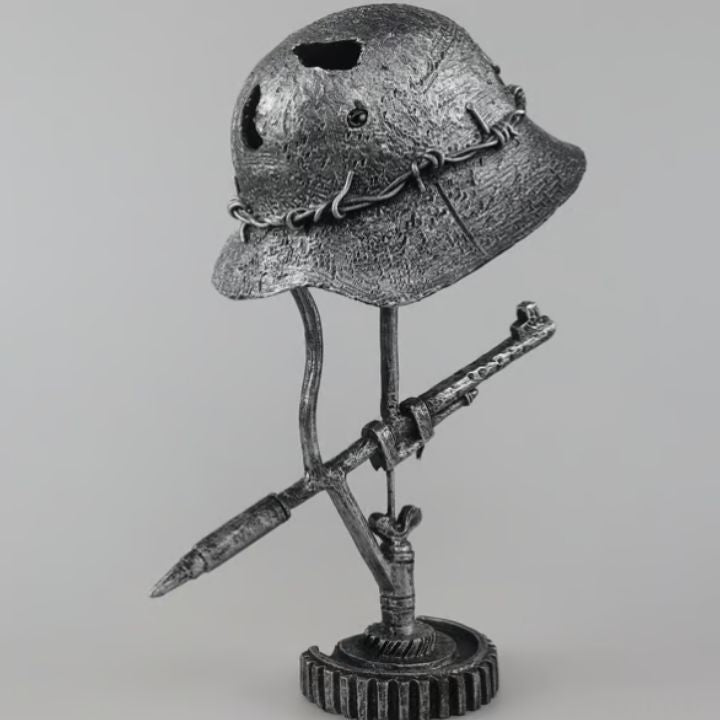 Vintage Steel Helmet LED Table Lamp USB Powered
