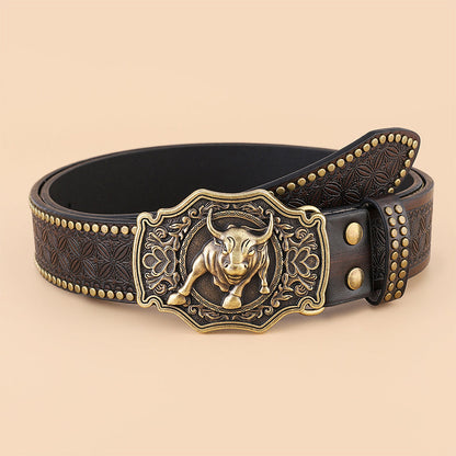 Vintage Western Cowboy Belt Animal Pattern Buckle
