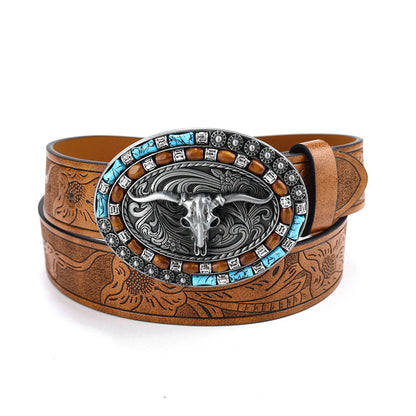 Vintage Western Cowboy Belt Animal Pattern Buckle