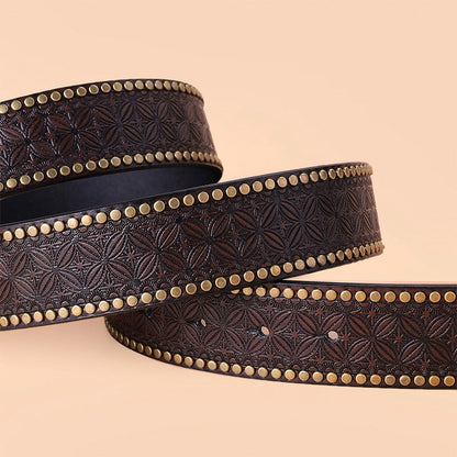 Vintage Western Cowboy Belt Animal Pattern Buckle