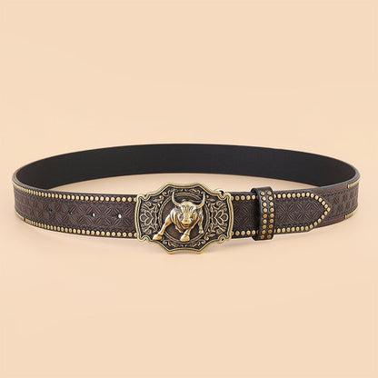 Vintage Western Cowboy Belt Animal Pattern Buckle