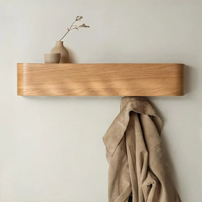 Wall Mounted Coat Rack with Shelf and Hidden Hooks