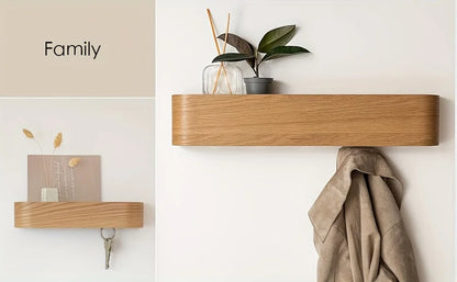 Wall Mounted Coat Rack with Shelf and Hidden Hooks