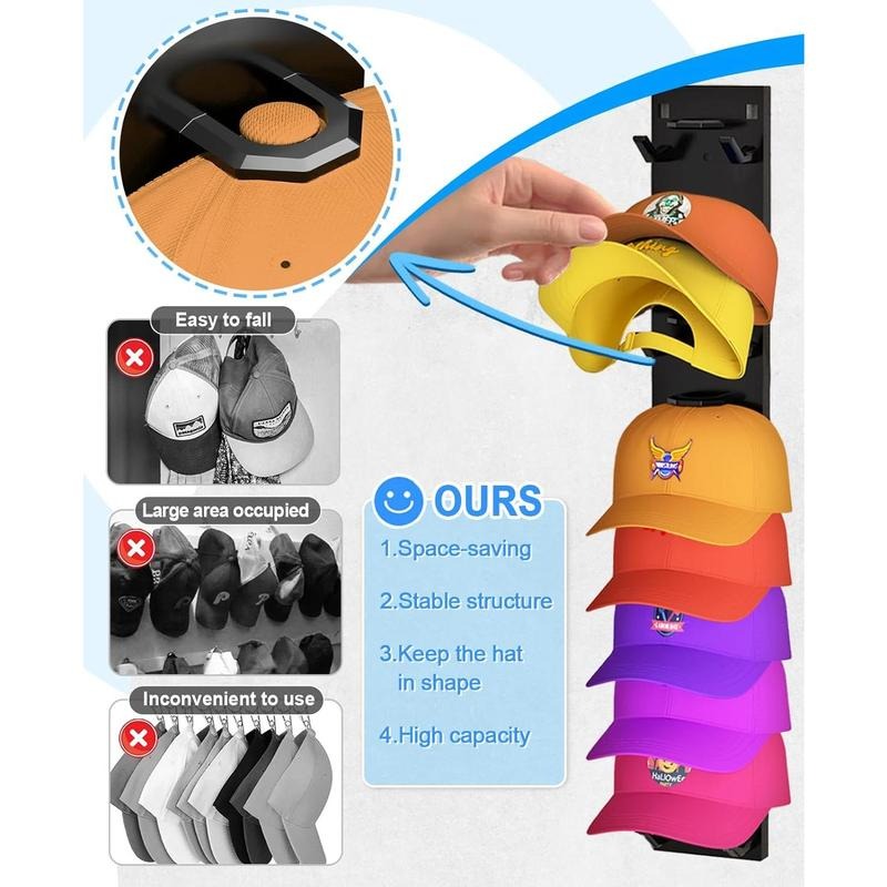 Wall Mounted Hat Rack Organizer for Baseball Caps