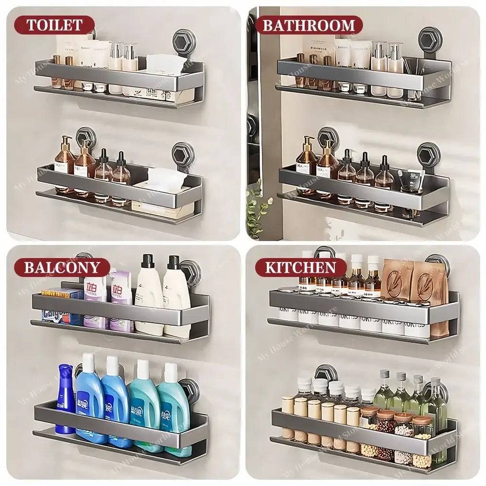 Wall Mounted Suction Cup Kitchen Spice Rack Organizer