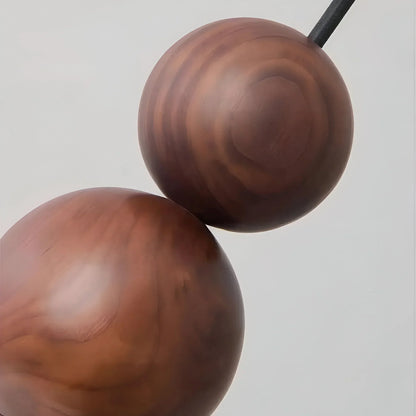 Walnut Wood Brass Wall Light with Gradient Glass