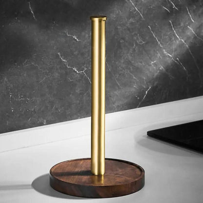 Walnut Wood Paper Towel Holder Stand with Stable Base