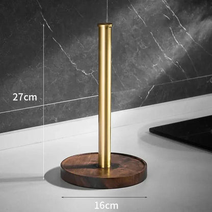 Walnut Wood Paper Towel Holder Stand with Stable Base