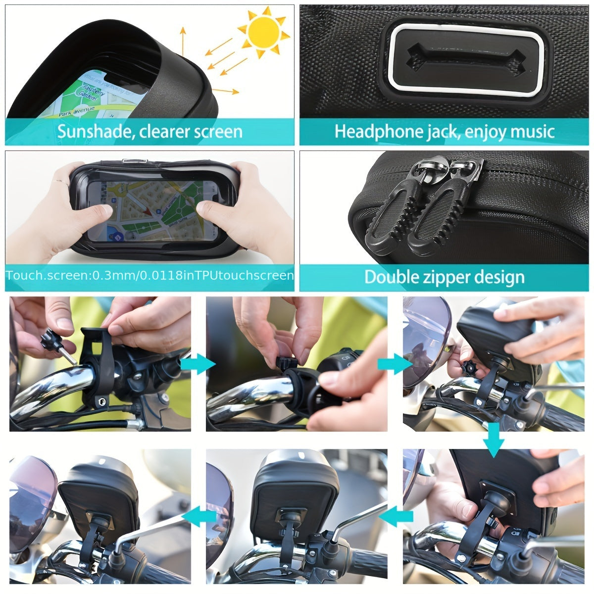 Waterproof 360 Rotating Phone Holder for Bike and Motorcycle
