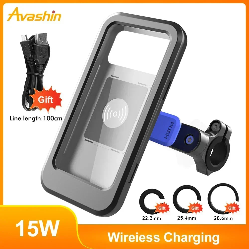 Waterproof Bike Phone Mount with 15W Power Bank Handlebar Holder
