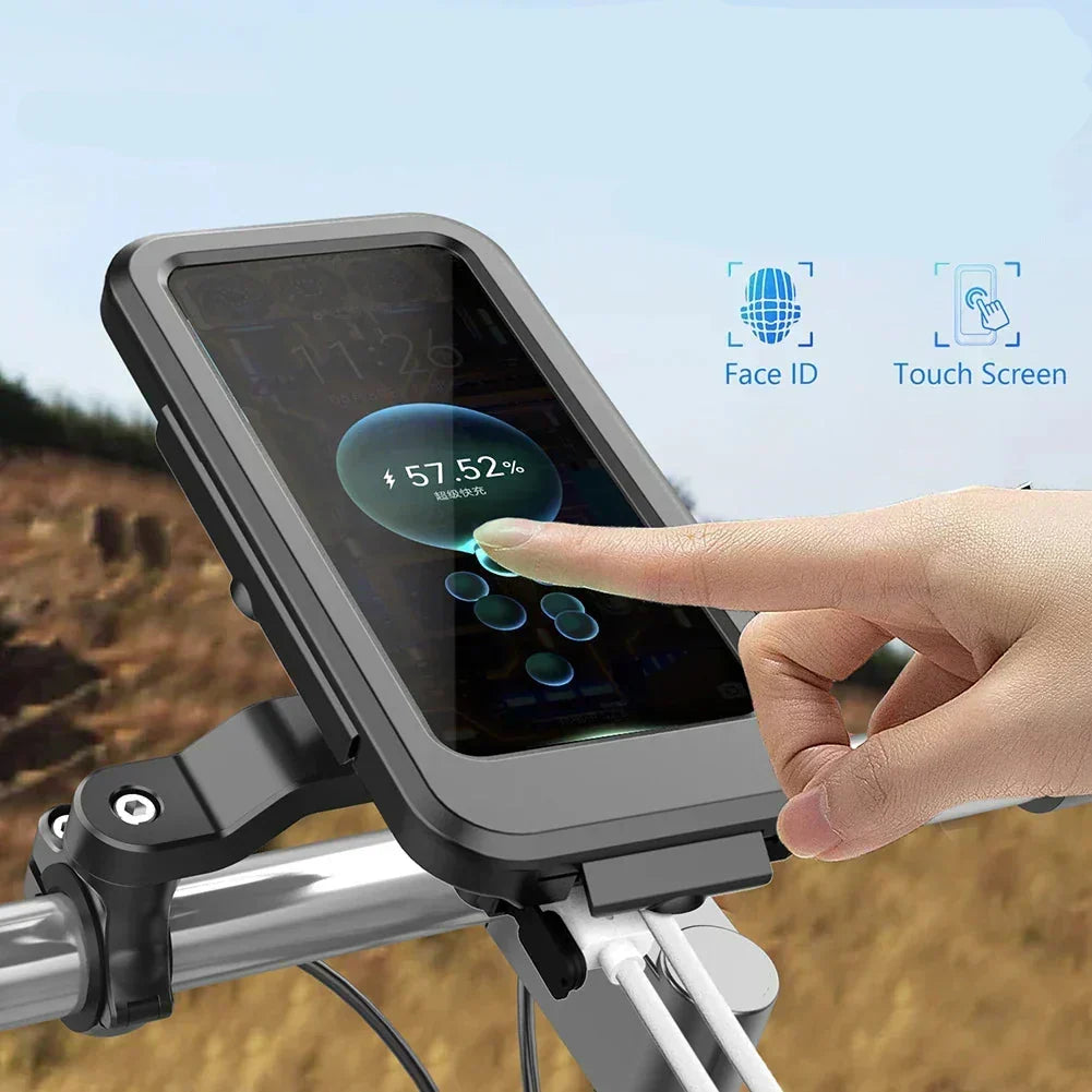 Waterproof Bike Phone Mount with 15W Power Bank Handlebar Holder