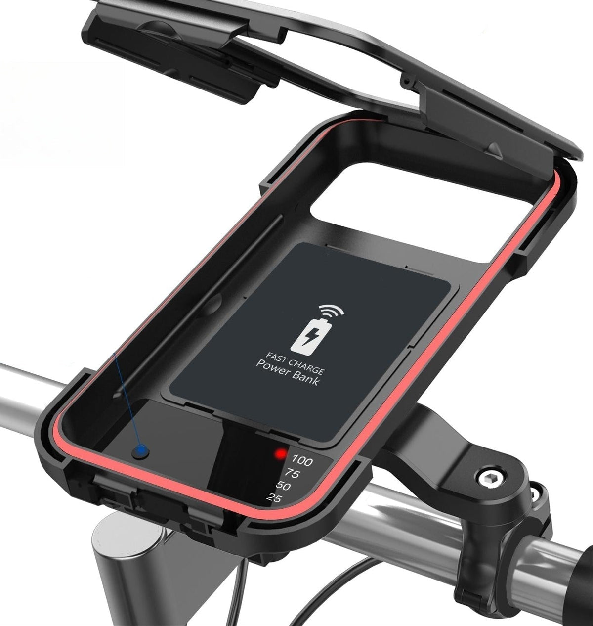 Waterproof Bike Phone Mount with 15W Power Bank Handlebar Holder