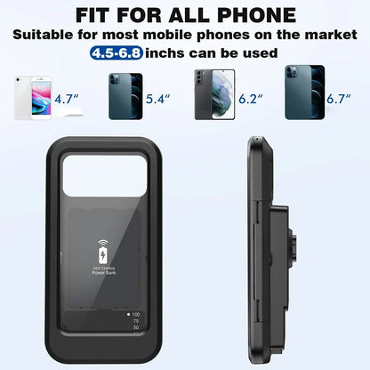 Waterproof Bike Phone Mount with 15W Power Bank Handlebar Holder