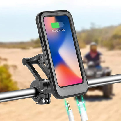 Waterproof Bike Phone Mount with 15W Power Bank Handlebar Holder