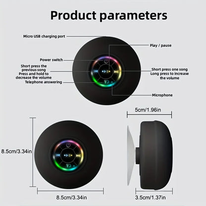 Waterproof Bluetooth Shower Speaker With Suction Mount