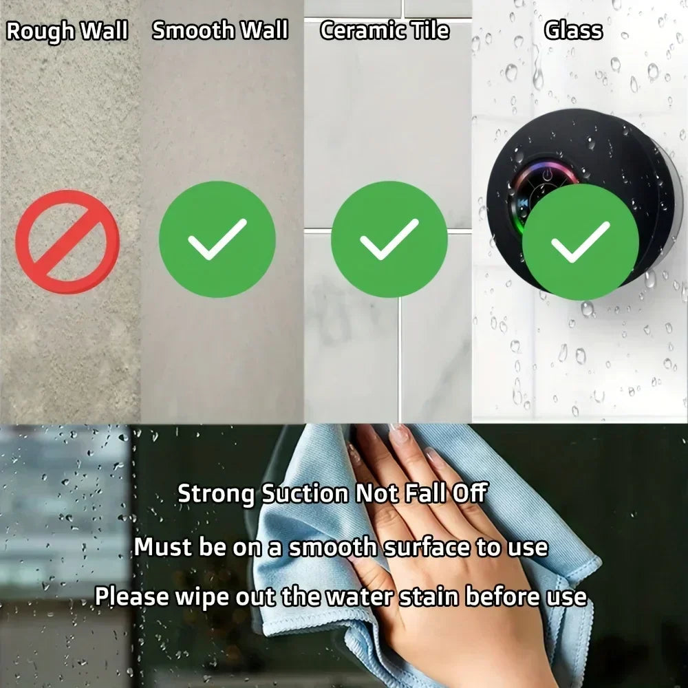 Waterproof Bluetooth Shower Speaker With Suction Mount